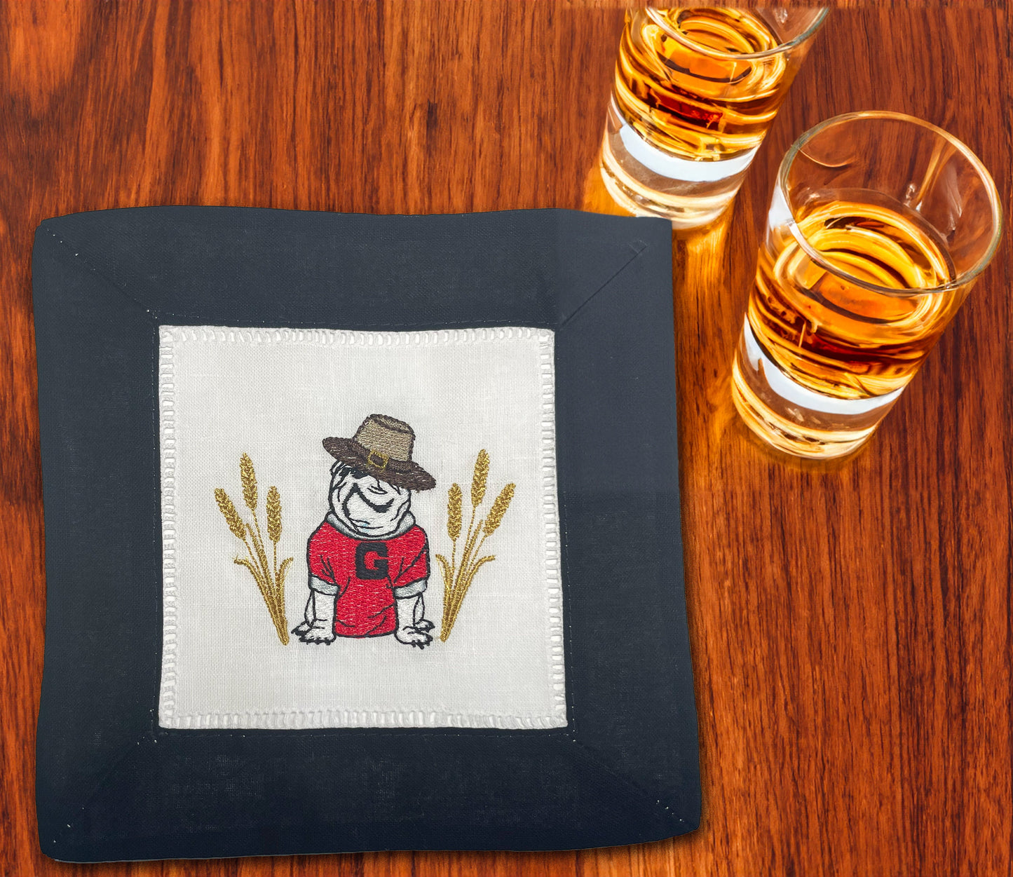 UGA Thanksgiving cocktail napkins red border set of 4 - all Dawgs need these!