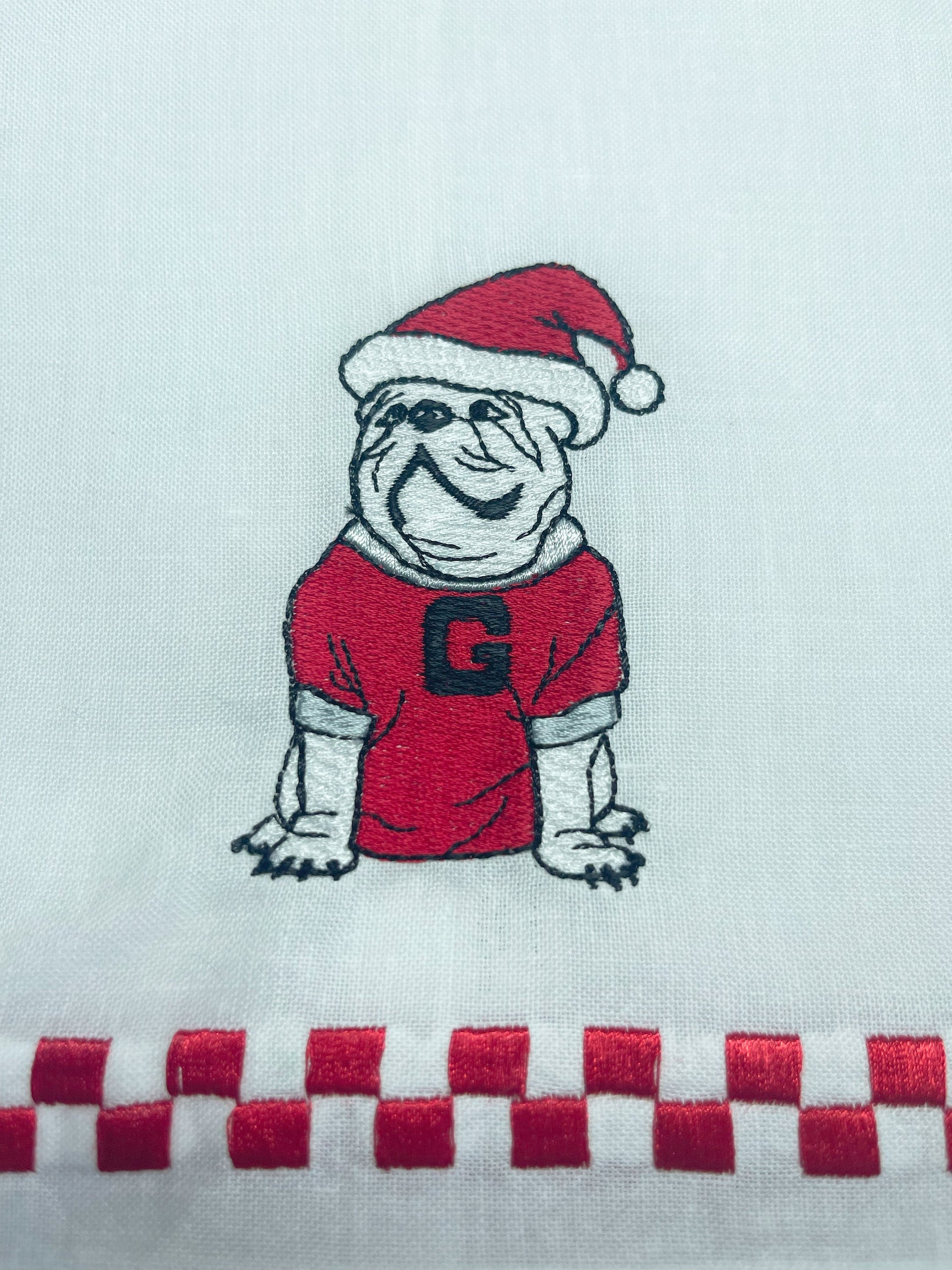 UGA Christmas linen guest towel red or black border - all Dawgs need these!