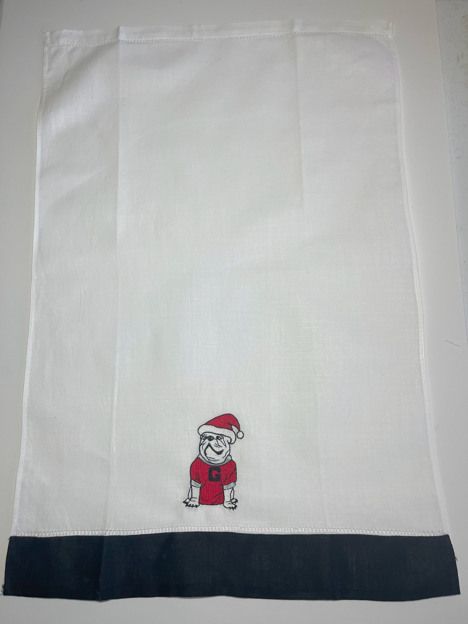Christmas UGA linen guest towel red or black border - all Dawgs need these!