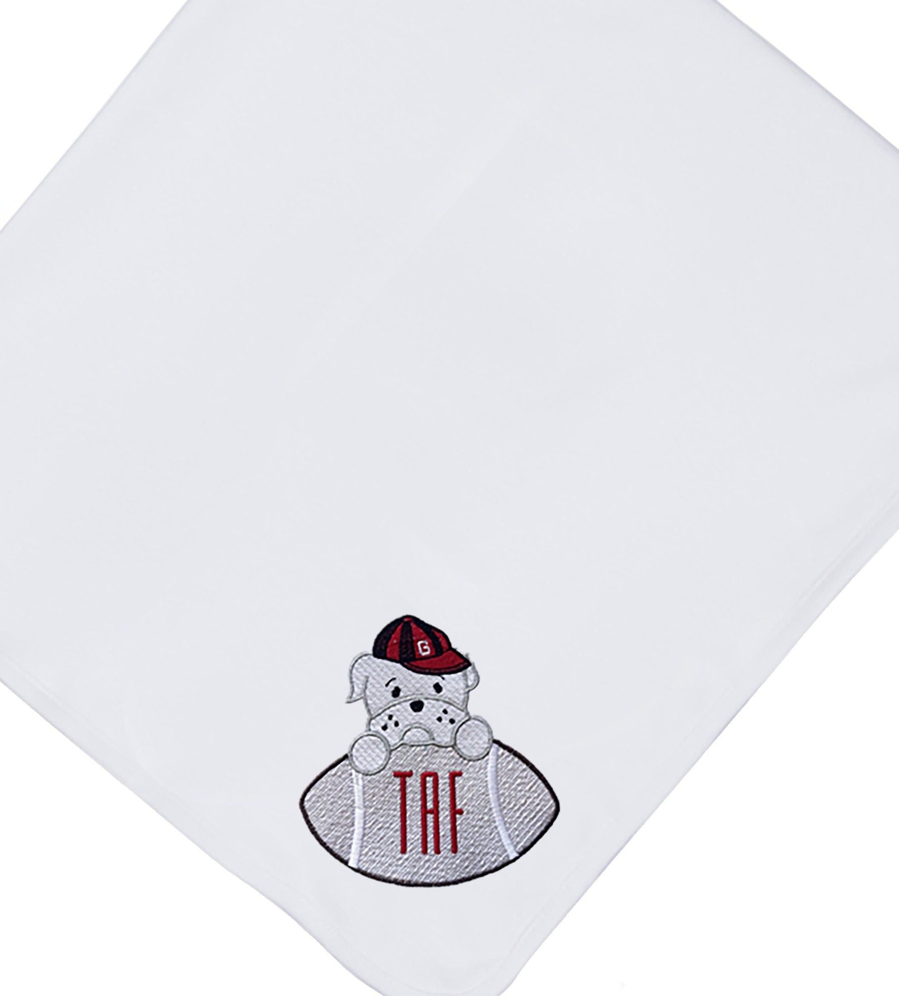 Bulldog embroidered bib, burpcloth and blanket set - personalized