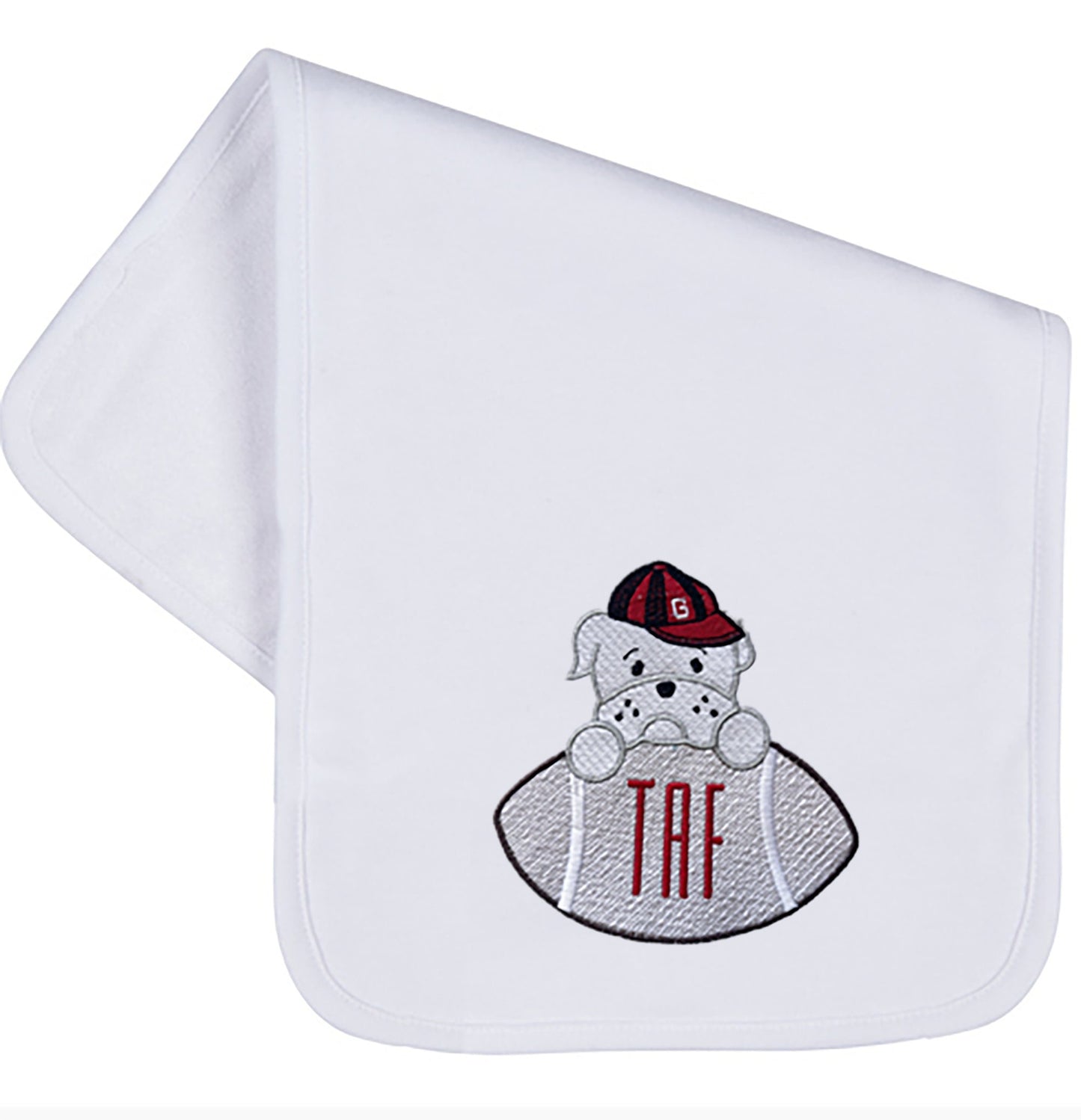 Bulldog embroidered bib, burpcloth and blanket set - personalized