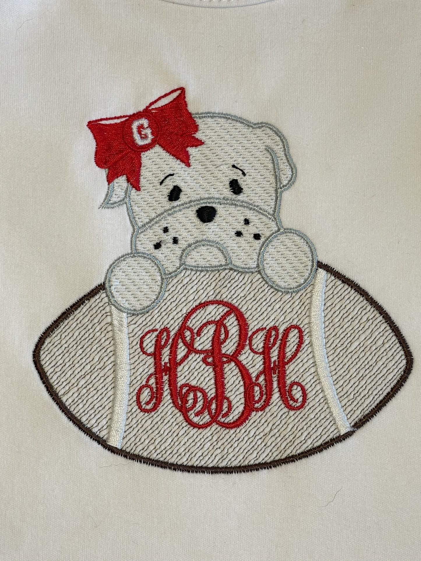 Bulldog baby girl embroidered bib, burpcloth and blanket set - personalized