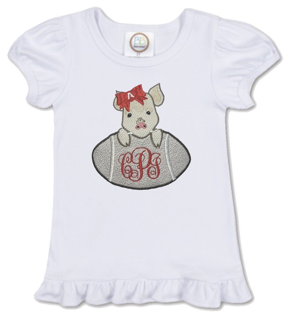 Baby Wild Hog Football embroidered girls' outfit black gingham shorts