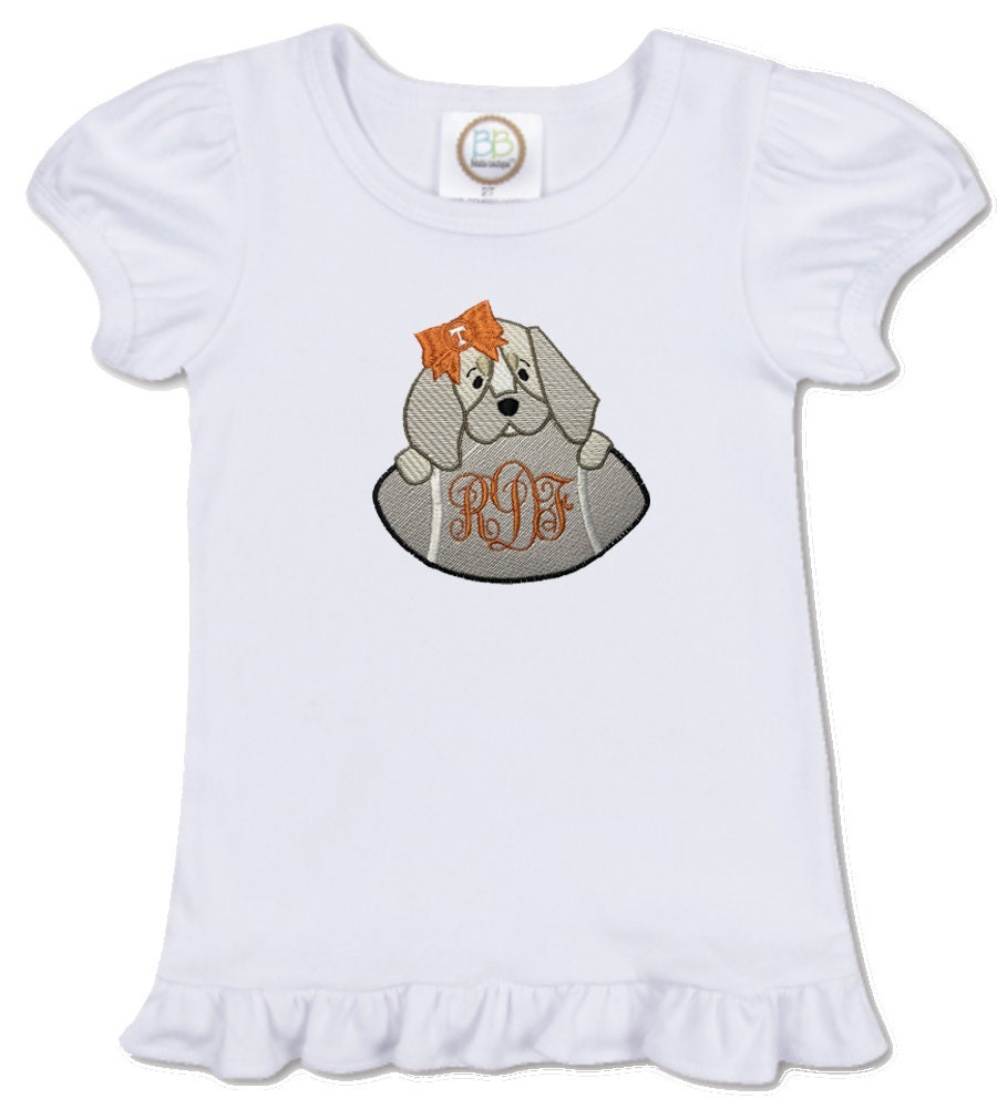 Baby Bluetick Hound embroidered girls' short sleeve orange gingham shorts
