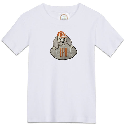 Baby Bluetick Hound embroidered boys' short sleeve orange gingham shorts