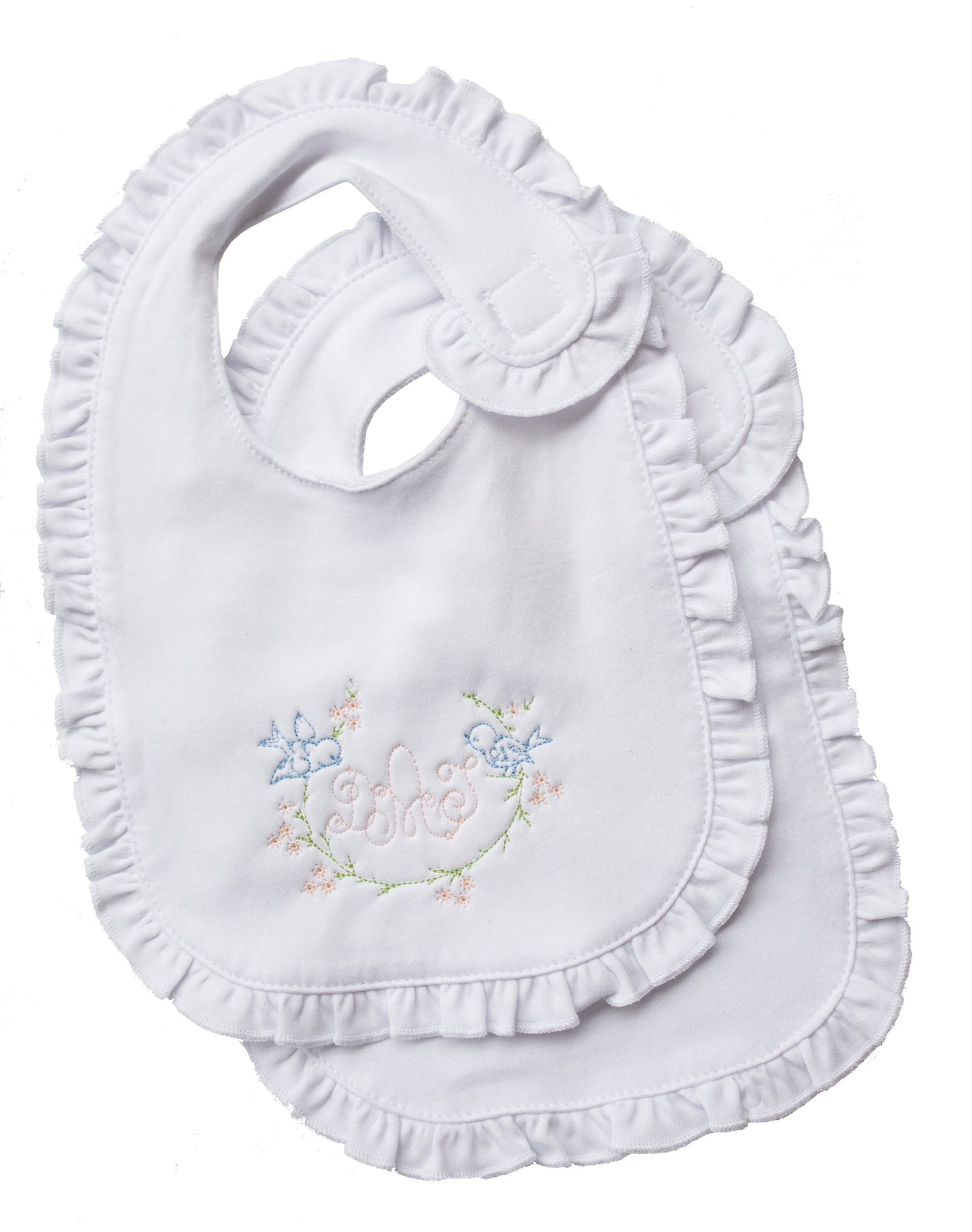 Vintage Birds embroidered bib, burpcloth and blanket set - personalized