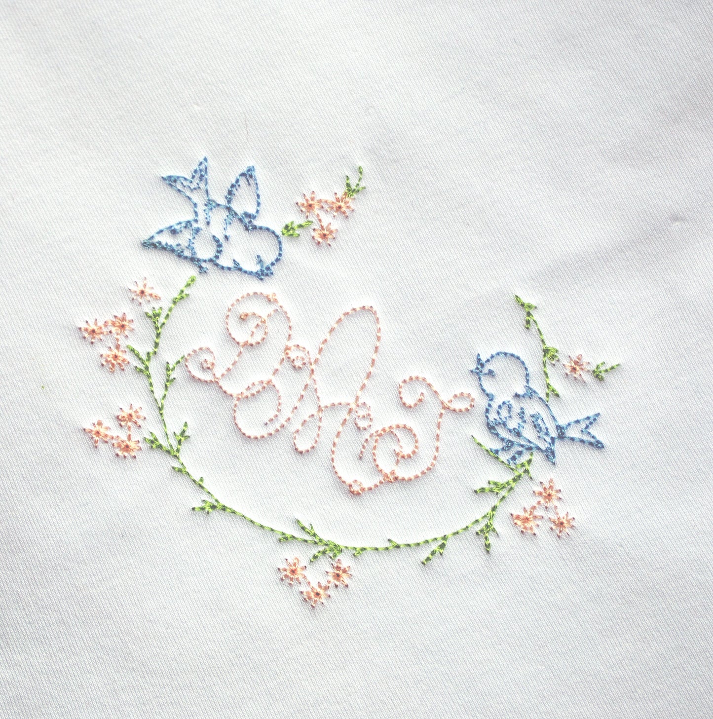 Vintage Birds embroidered bib, burpcloth and blanket set - personalized