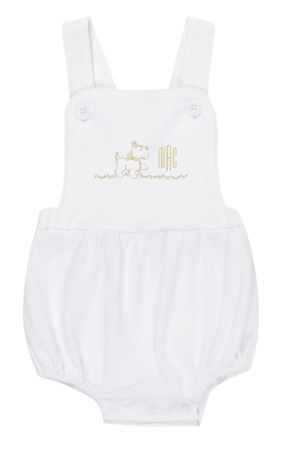 Baby boy sunsuit - vintage style - custom - proud puppy