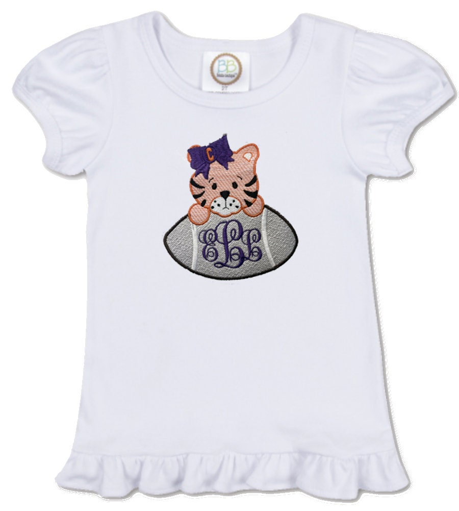 SEC Babies - Clemson University embroidered girls' outfit black gingham shorts