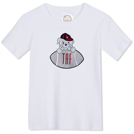 Bulldog embroidered boys' outfit black gingham shorts