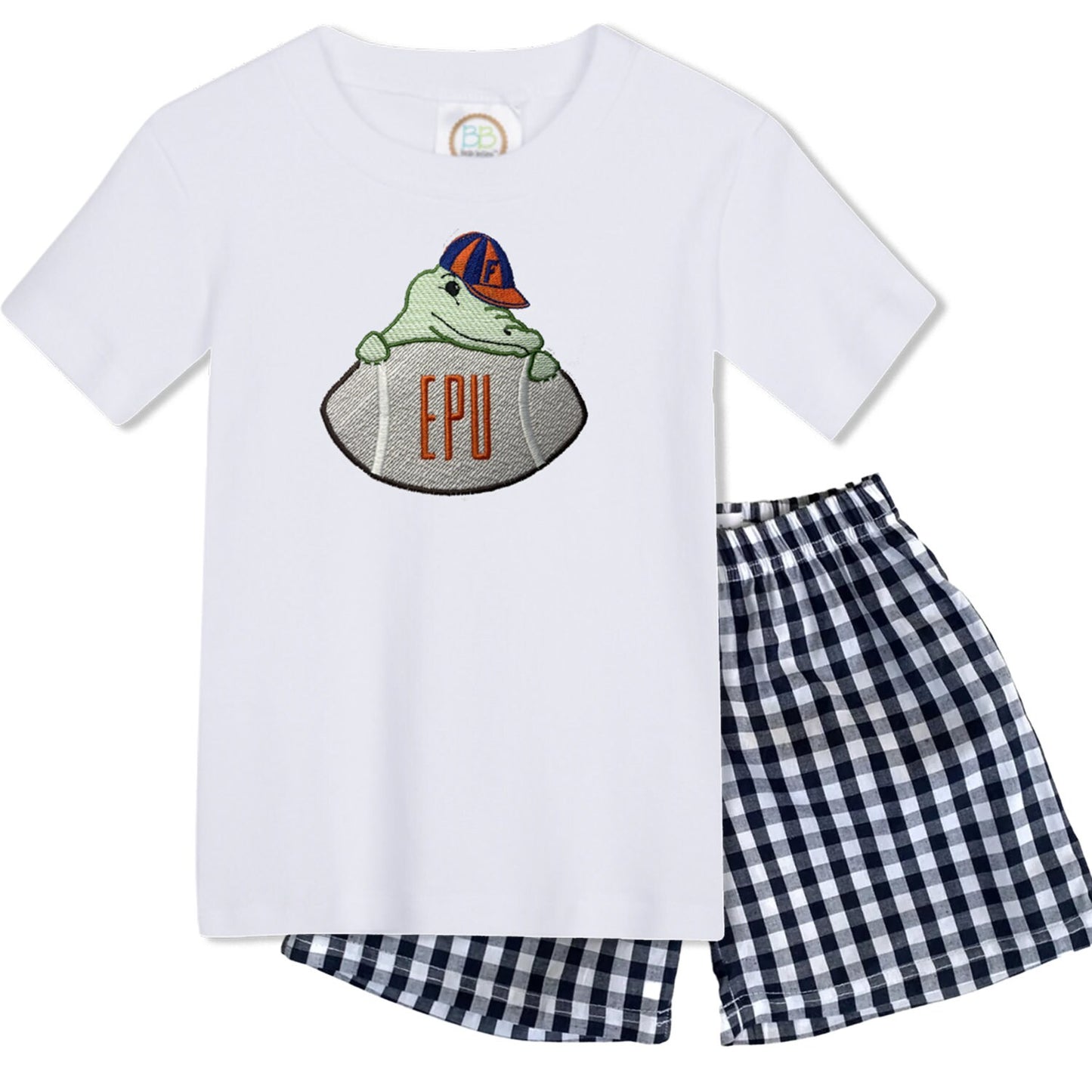 SEC Babies - University of Florida embroidered boys' outfit navy gingham shorts