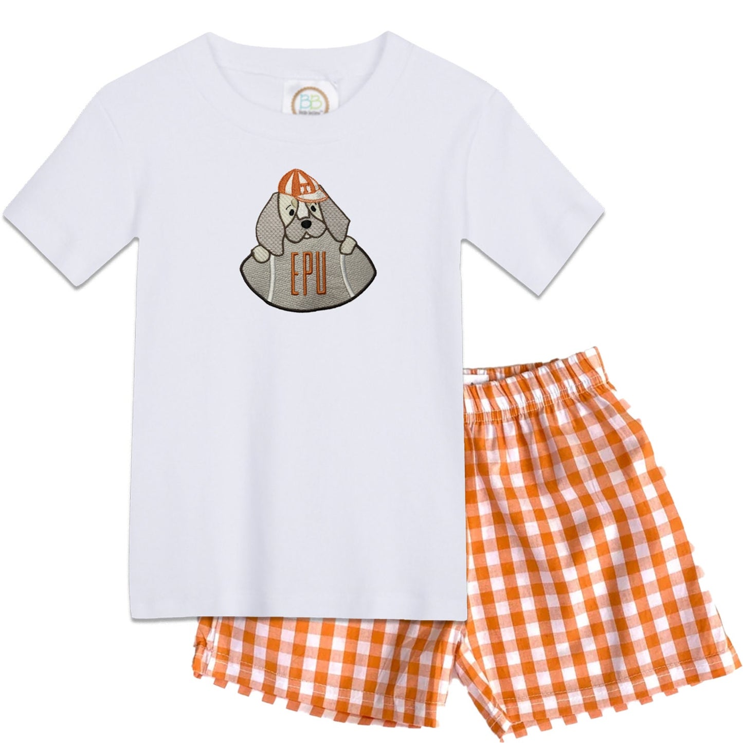 SEC Babies - University of Tennessee embroidered boys' outfit orange gingham shorts