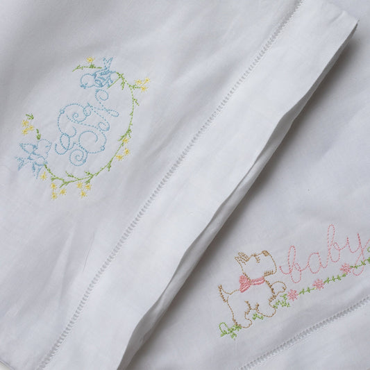 Proud Puppy Baby Pillow Cover Vintage style embroidery