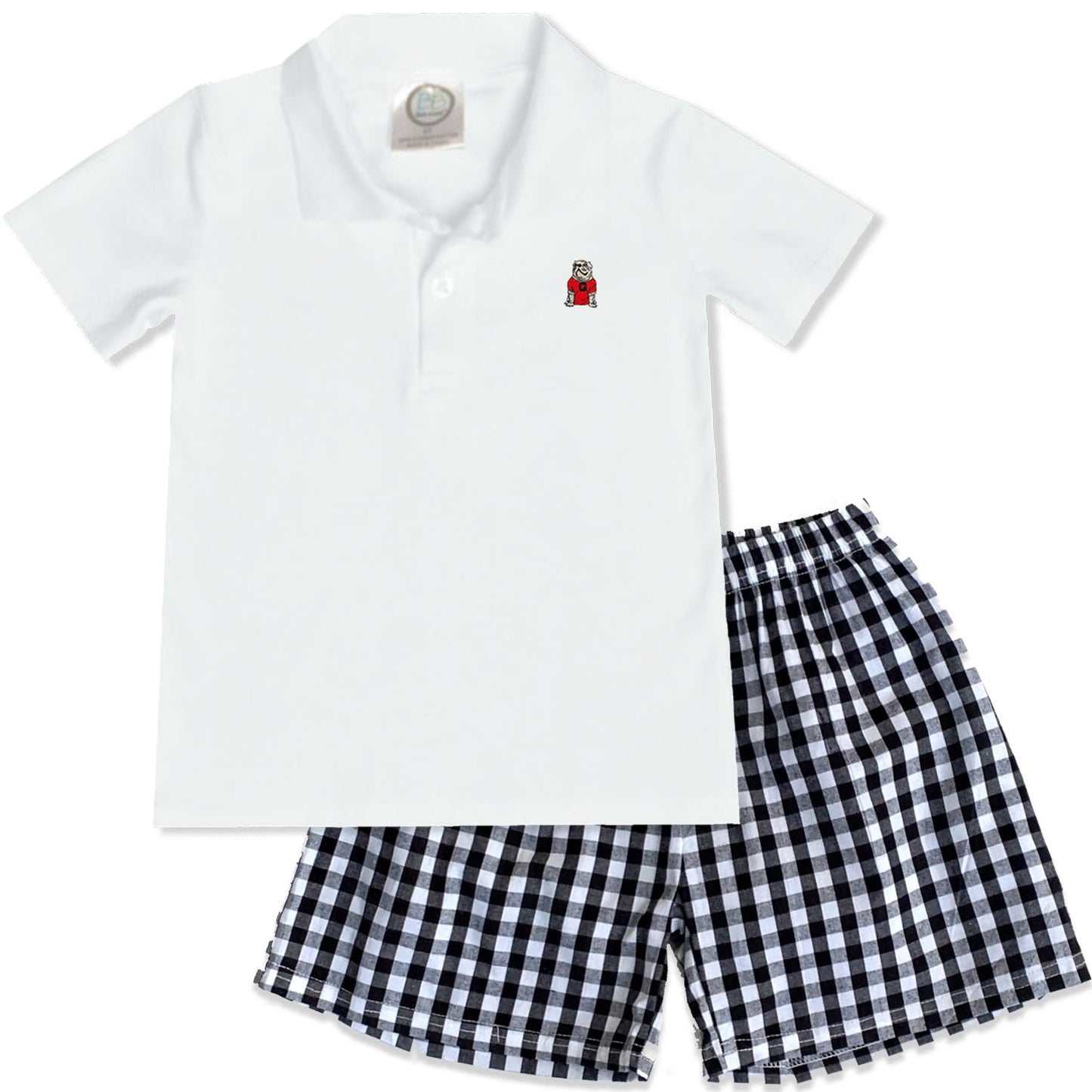 SEC Babies - UGA boys' outfit golf shirt and red gingham shorts