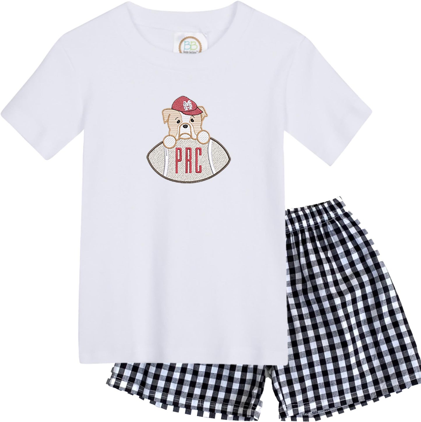 Bulldog Baby Football boys' outfit black gingham shorts MS