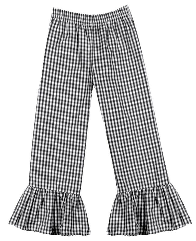 Arkansas girls' outfit long sleeve black gingham pants