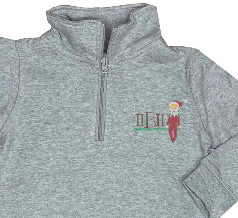 Personalized Christmas Elf quarter zip sweatshirt