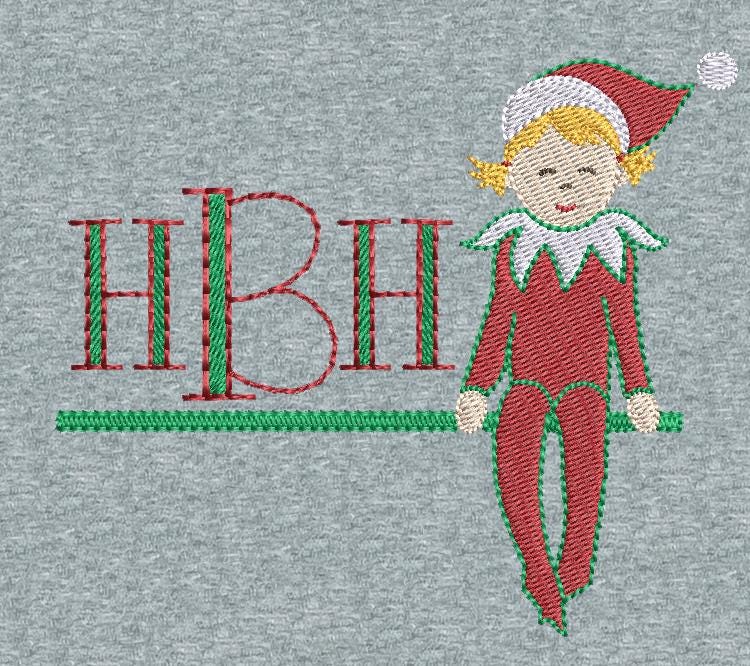 Personalized Girls' Christmas Elf quarter zip sweatshirt red elf