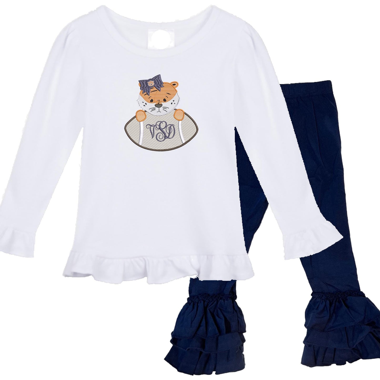 Football Tiger girls' outfit Long Sleeve with ruffle leggings