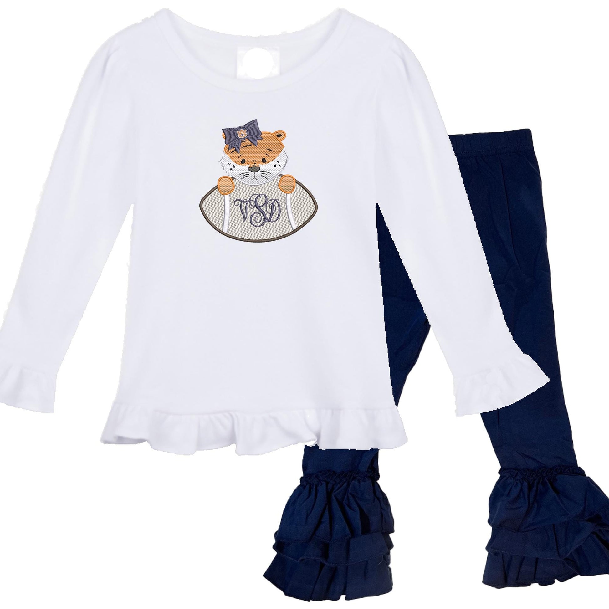 Football Tiger girls' outfit Long Sleeve with ruffle leggings