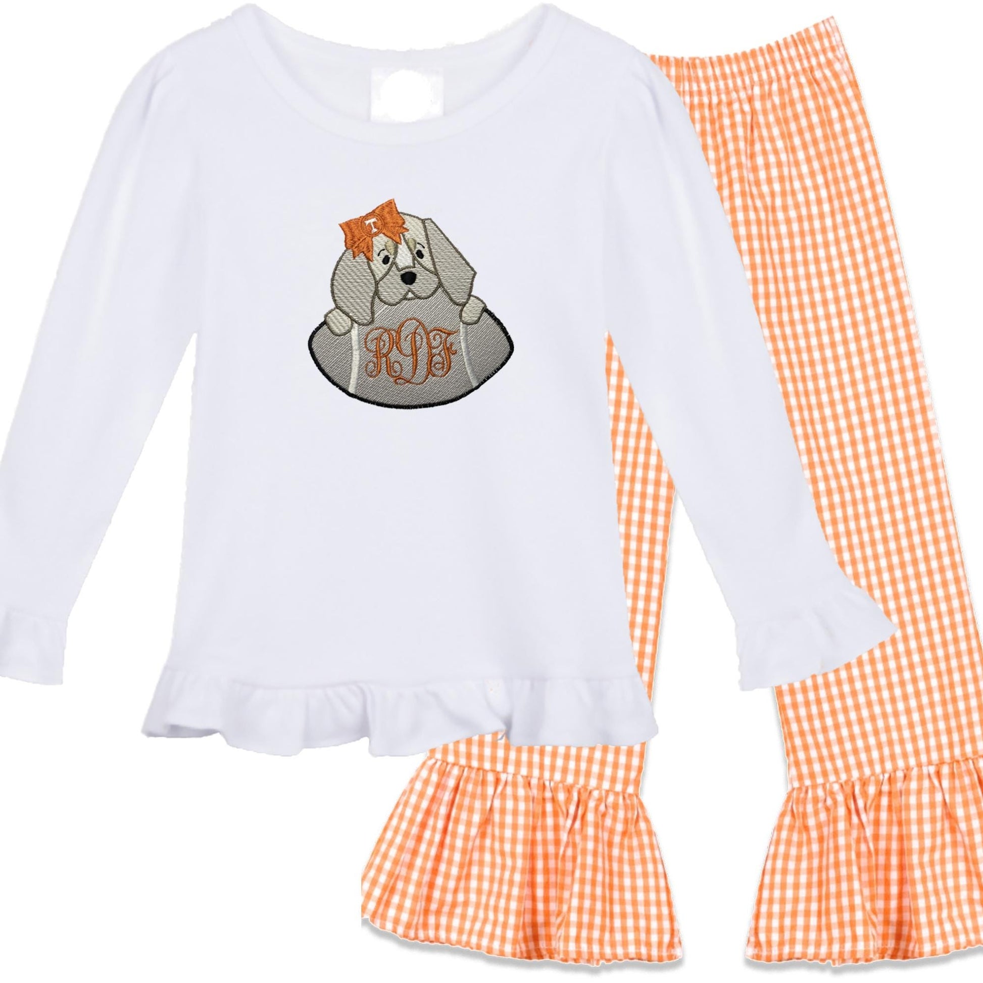 Tennessee girls' outfit long sleeve gingham pants