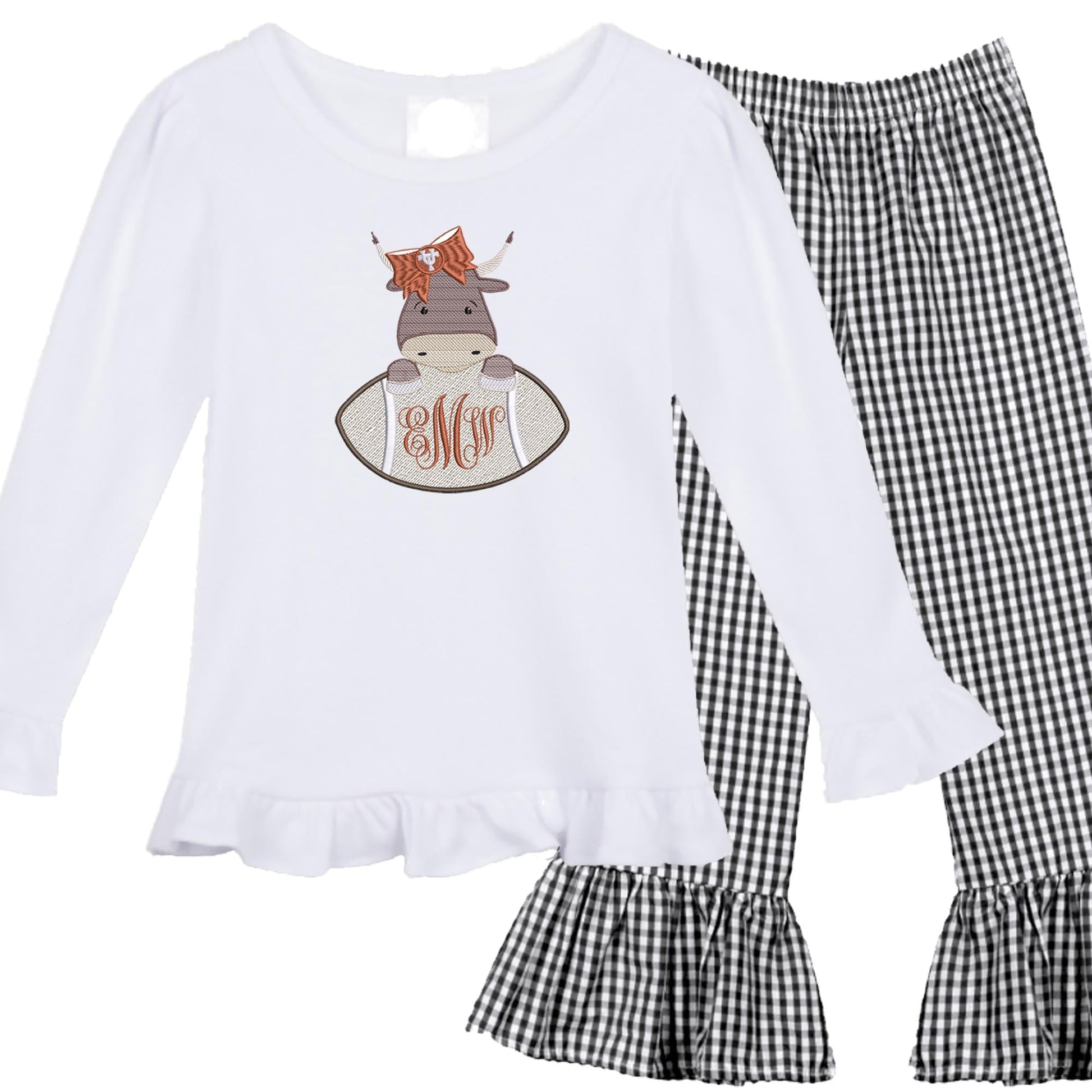 Baby Bull Football girls' outfit long sleeve gingham pants