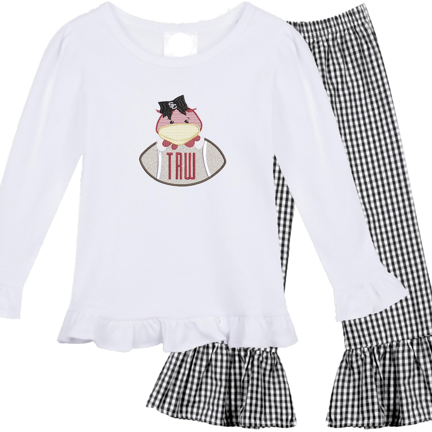 South Carolina girls' outfit long sleeve gingham pants