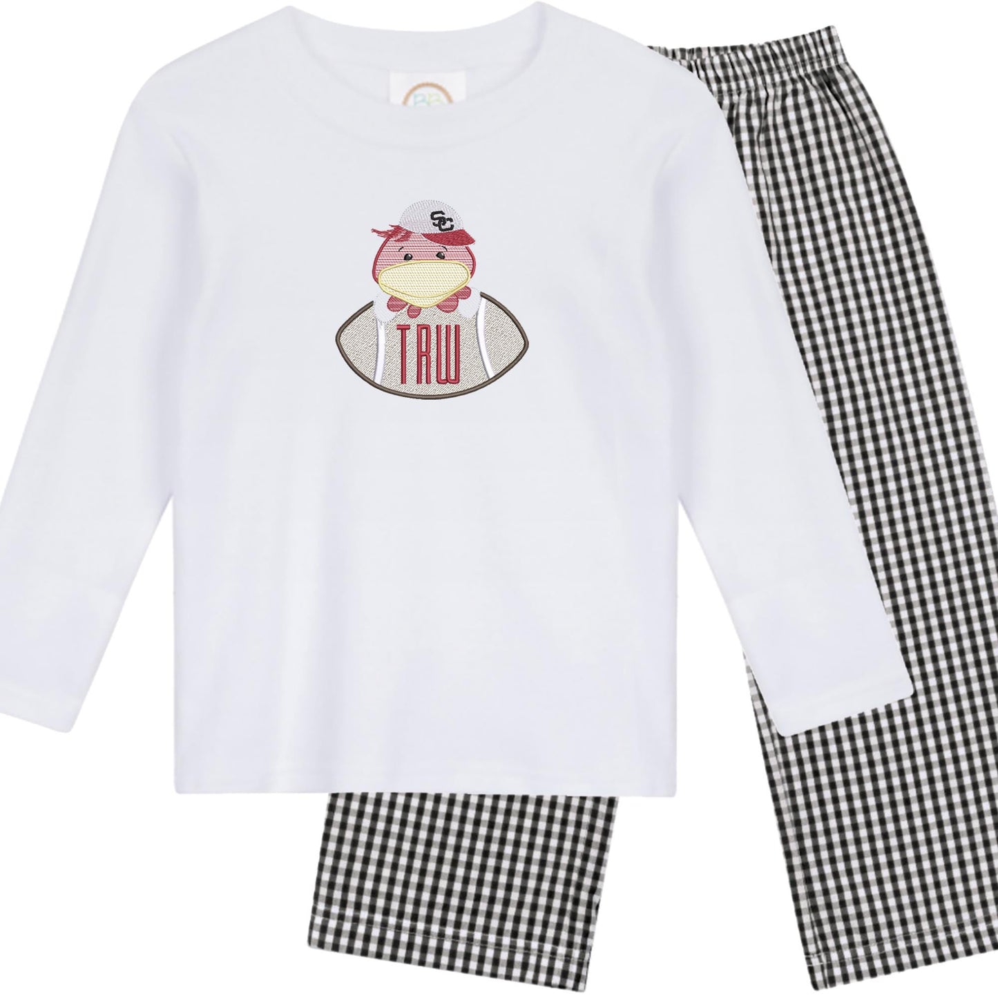 South Carolina boys' long sleeve outfit with gingham pants