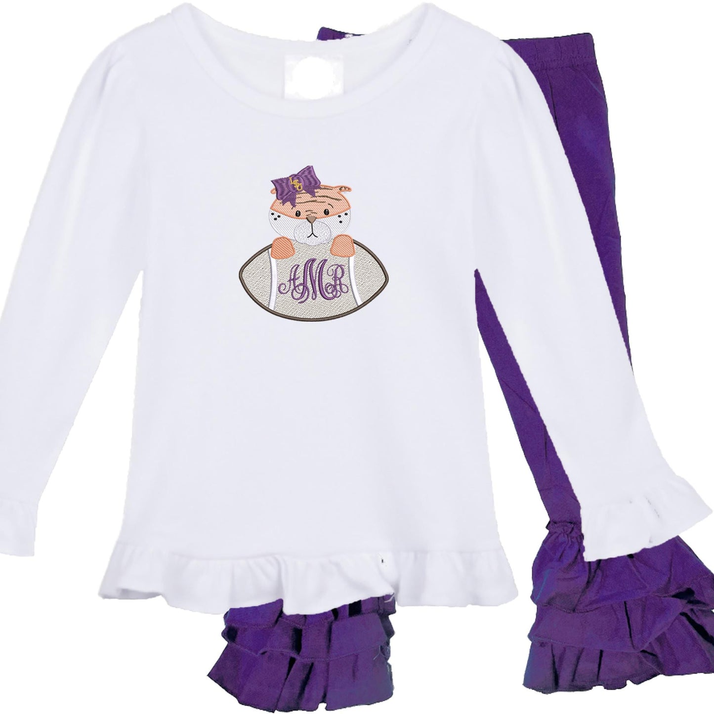 LSU girls' outfit long sleeve gingham pants