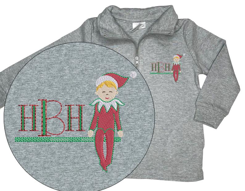 Personalized Christmas Elf quarter zip sweatshirt