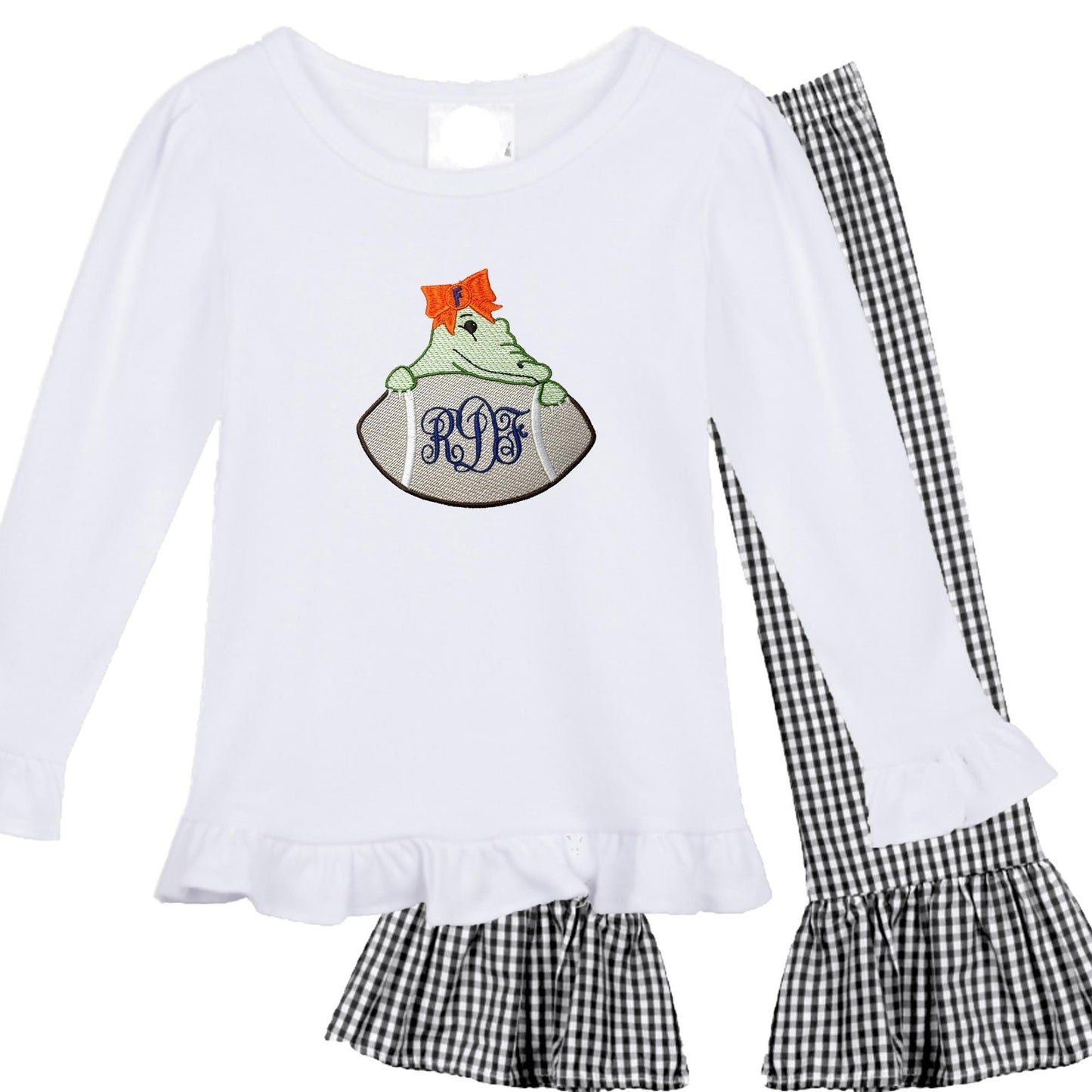 Florida girls' outfit long sleeve gingham pants