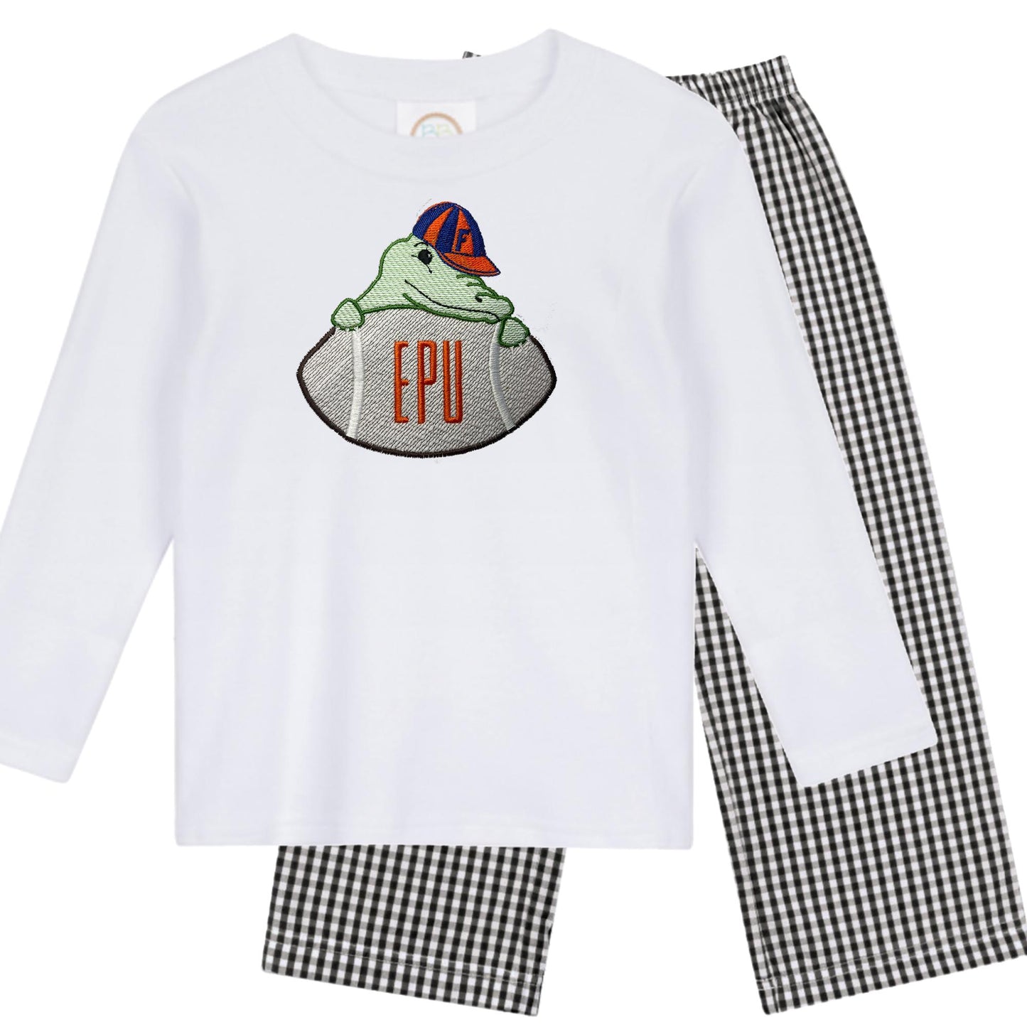 Florida boys' long sleeve outfit with gingham pants
