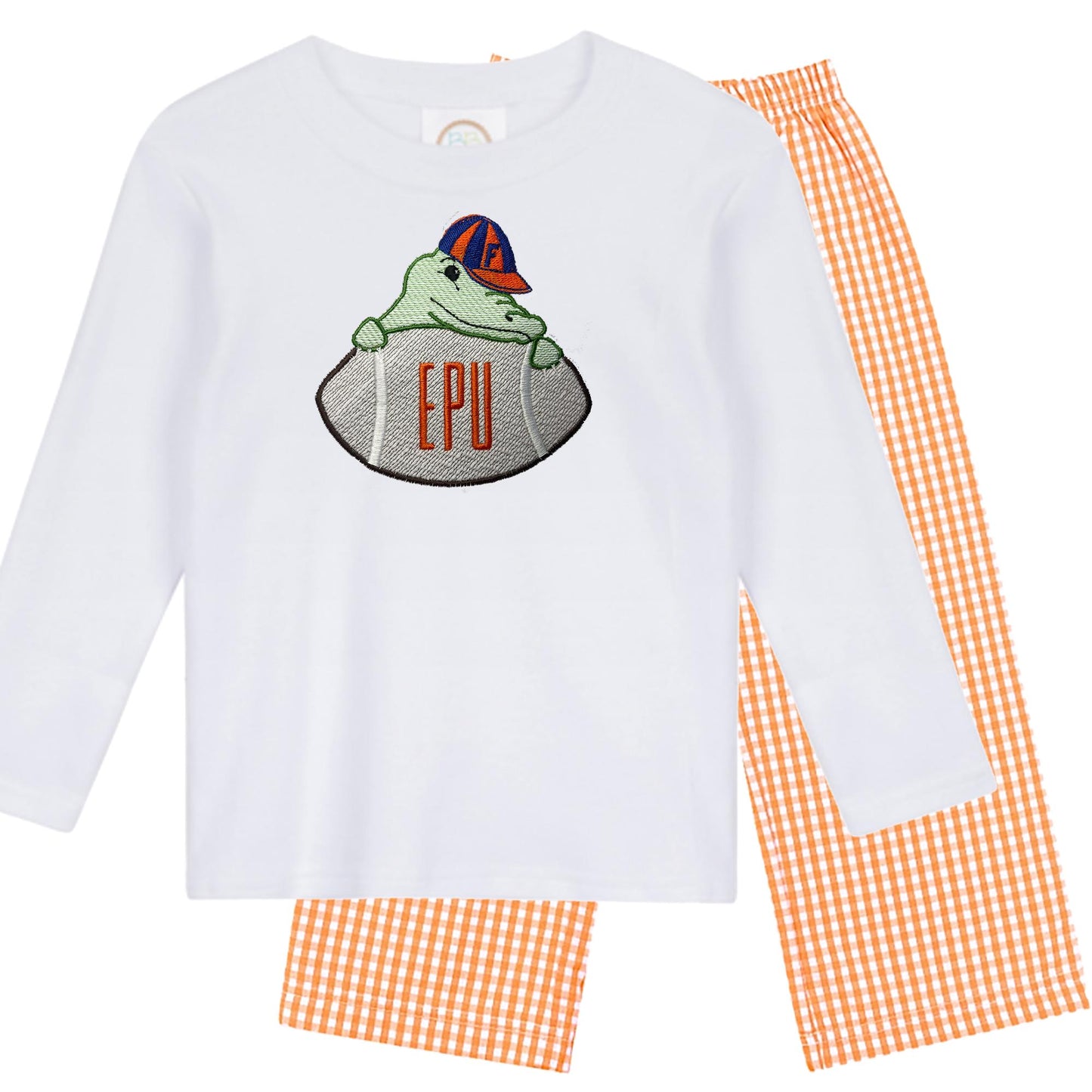 Florida boys' long sleeve outfit with gingham pants