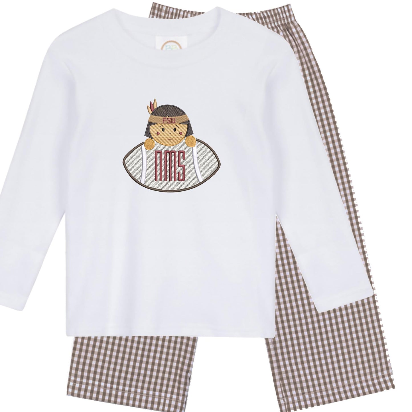 FSU boys' long sleeve outfit with gingham pants