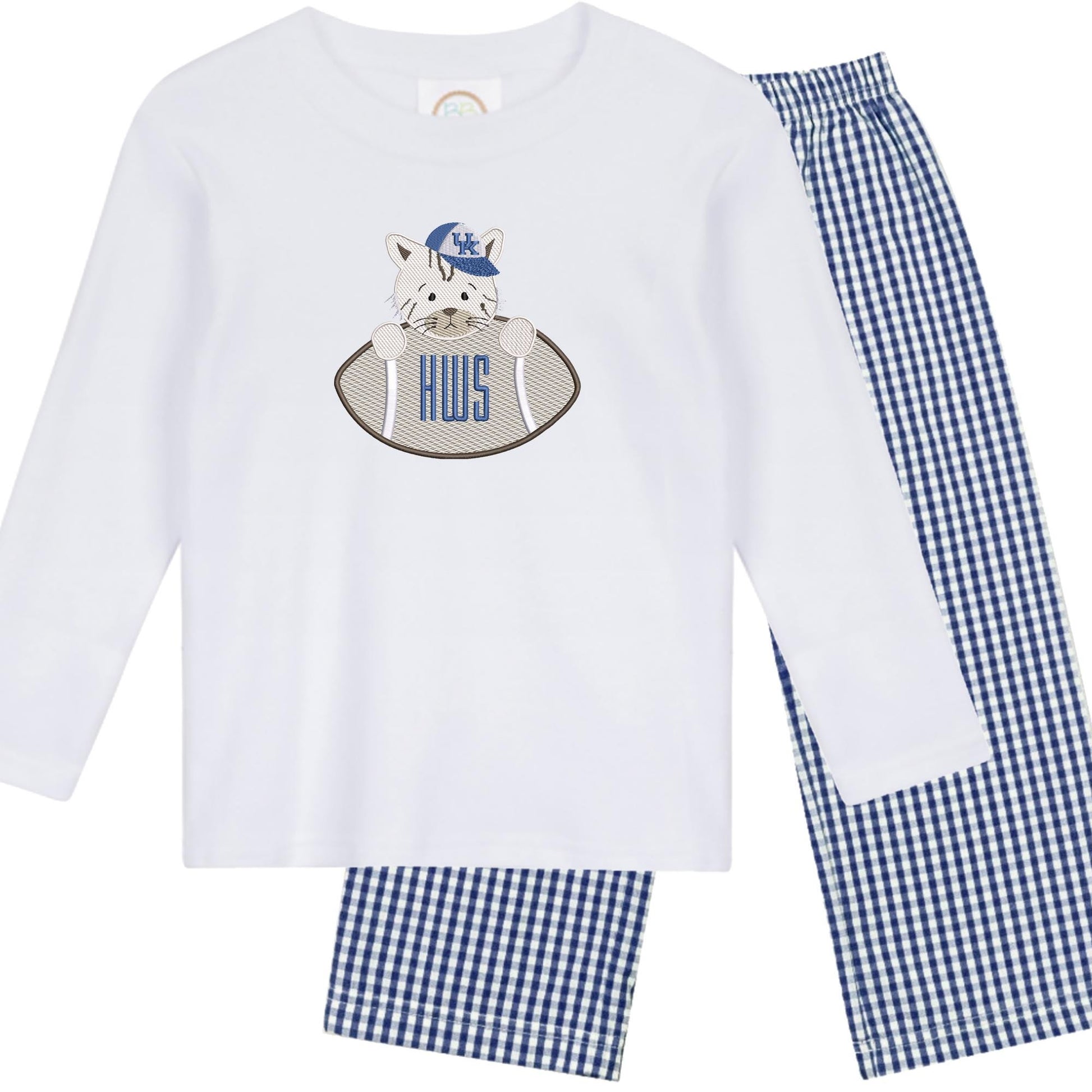 Kentucky boys' long sleeve outfit with gingham pants