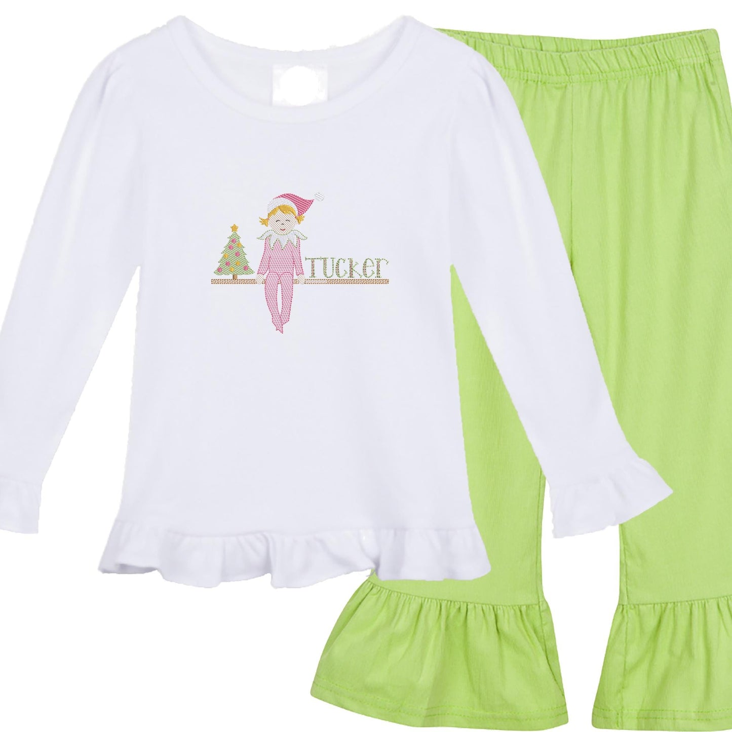 Girls' Pink Christmas Elf outfit long sleeve