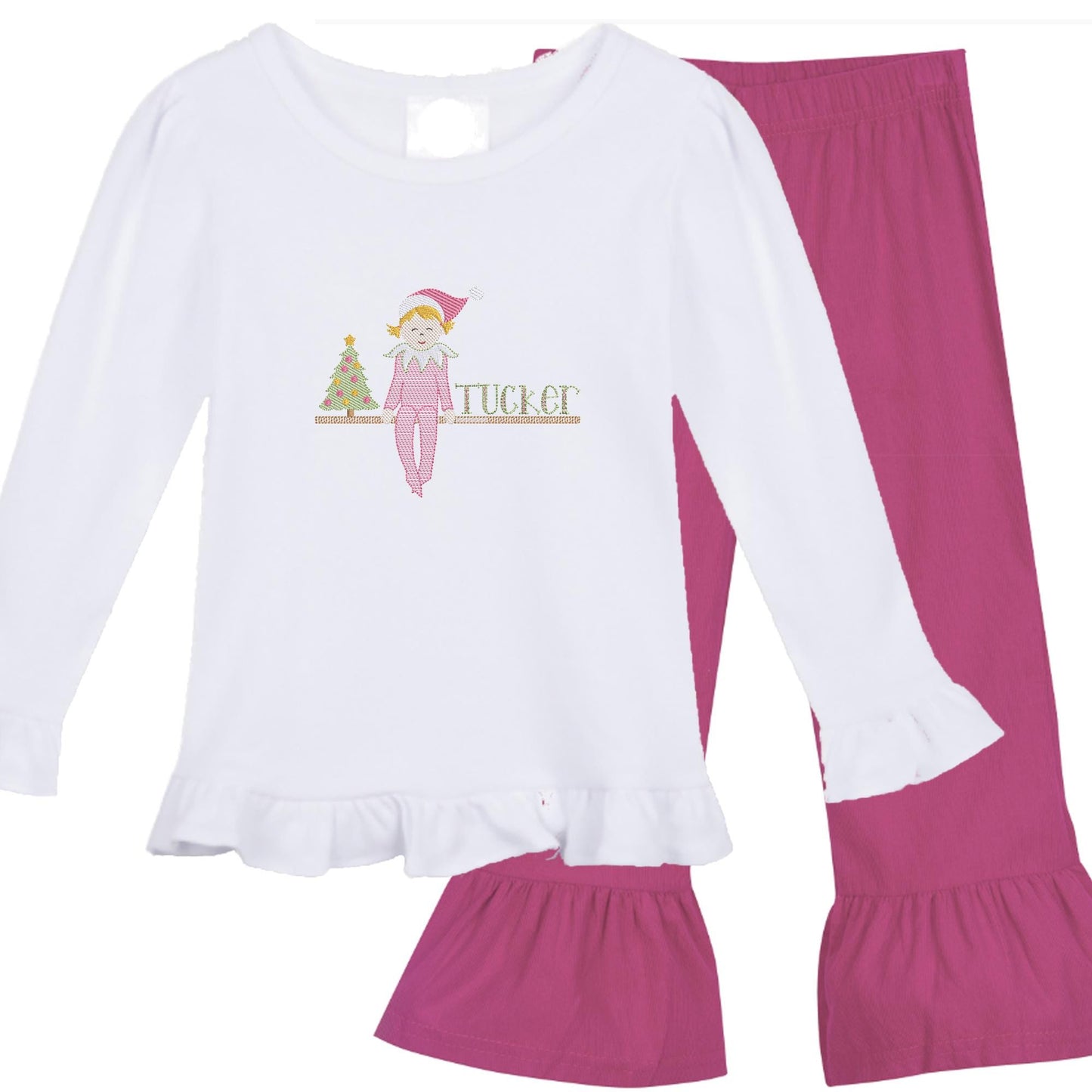 Girls' Pink Christmas Elf outfit long sleeve