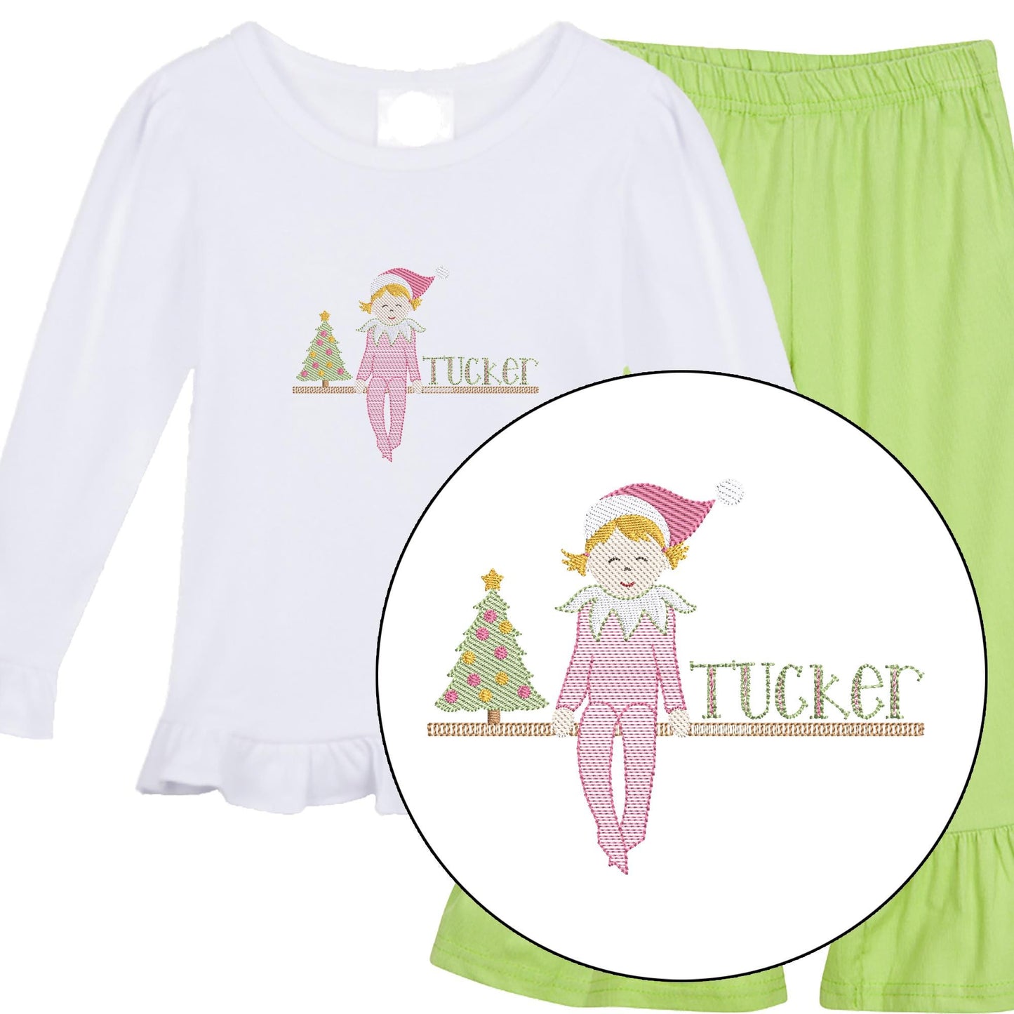 Girls' Pink Christmas Elf outfit long sleeve