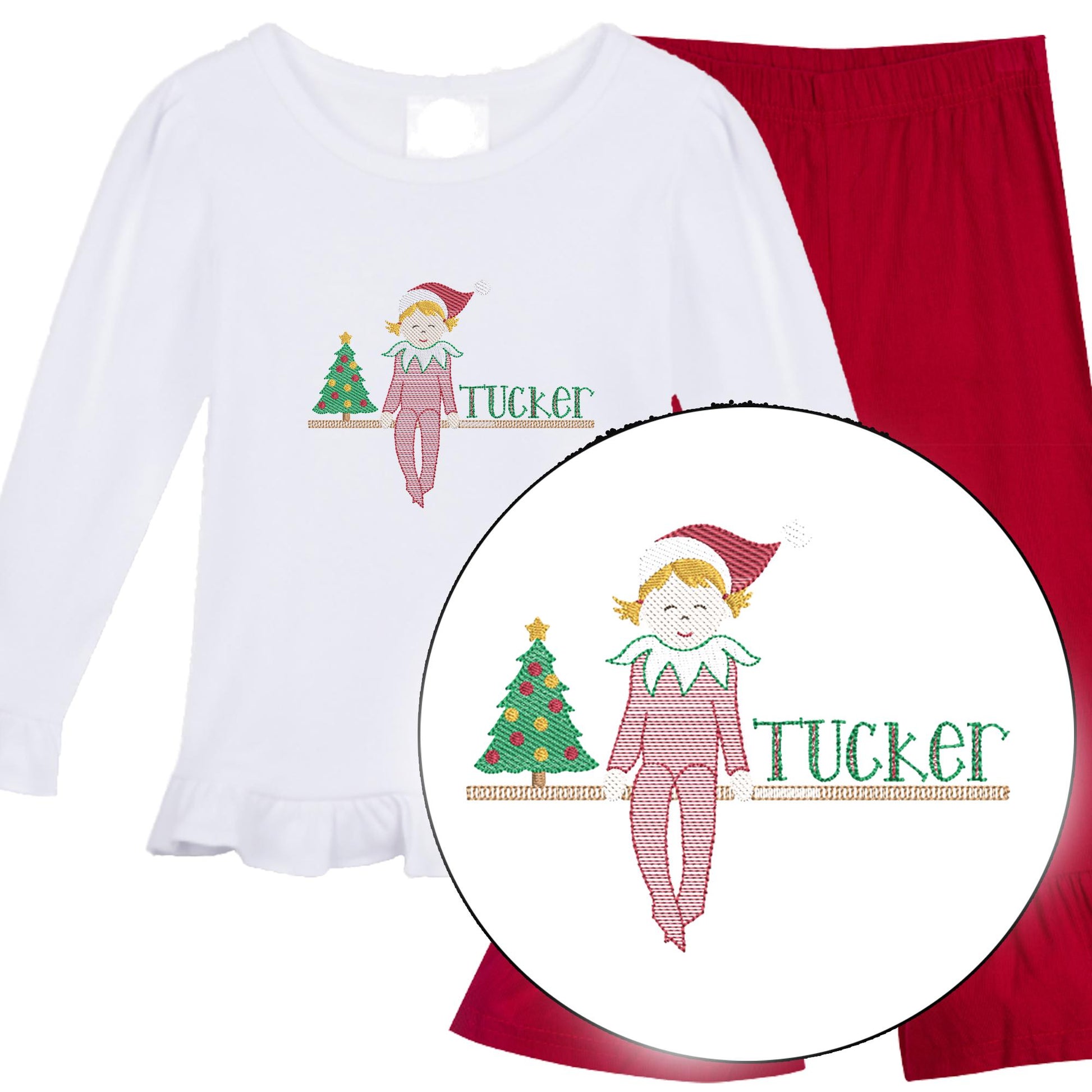 Girls' Red Christmas Elf outfit long sleeve