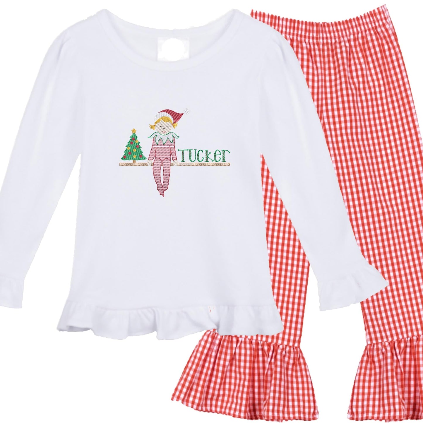 Girls' Red Christmas Elf outfit long sleeve