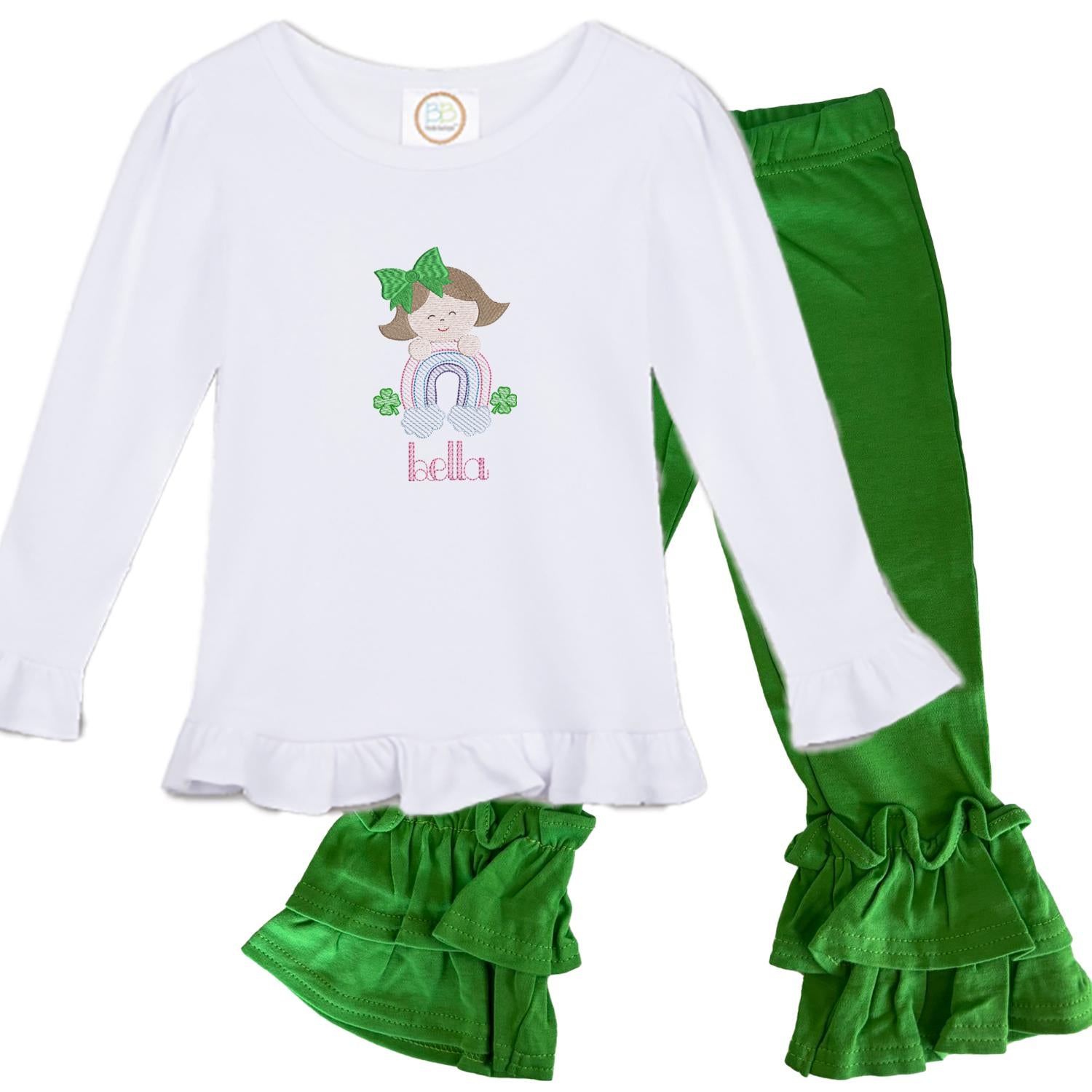 St. Patrick's Day rainbow girls' outfit long
