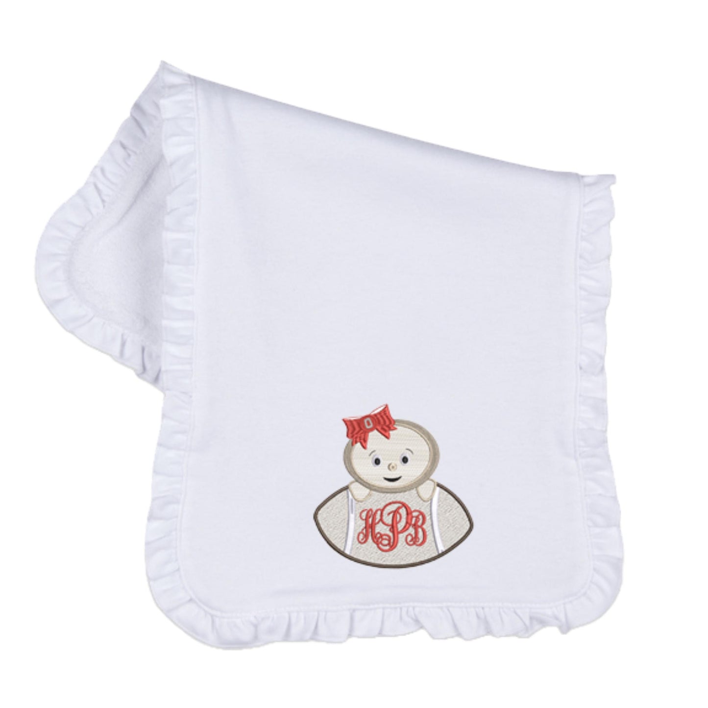 Ohio State baby girl embroidered bib, burpcloth and blanket set - personalized