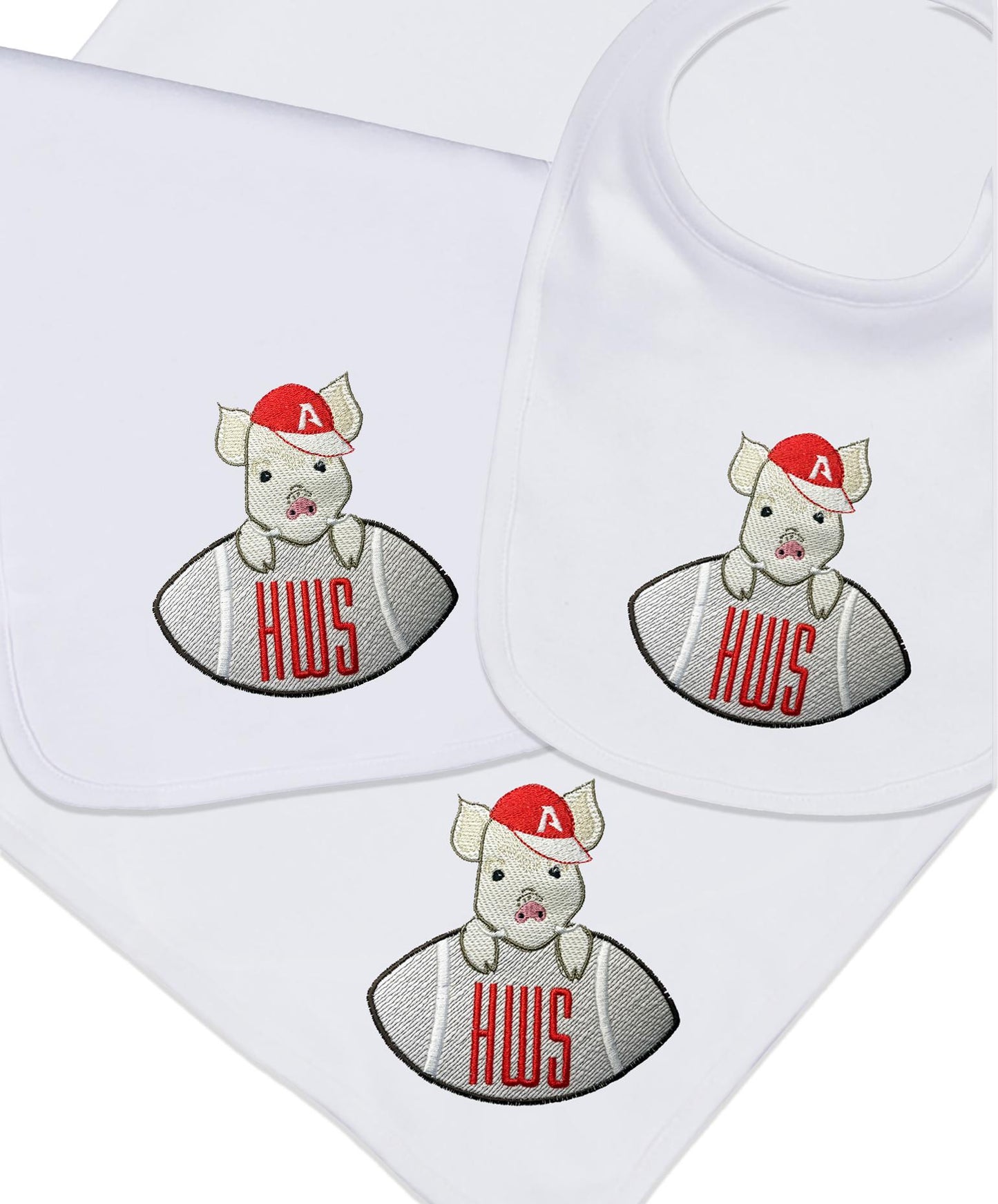 Arkansas embroidered bib, burpcloth and blanket set - personalized
