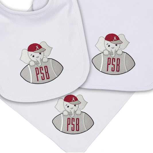 Alabama embroidered bib, burpcloth and blanket set - personalized
