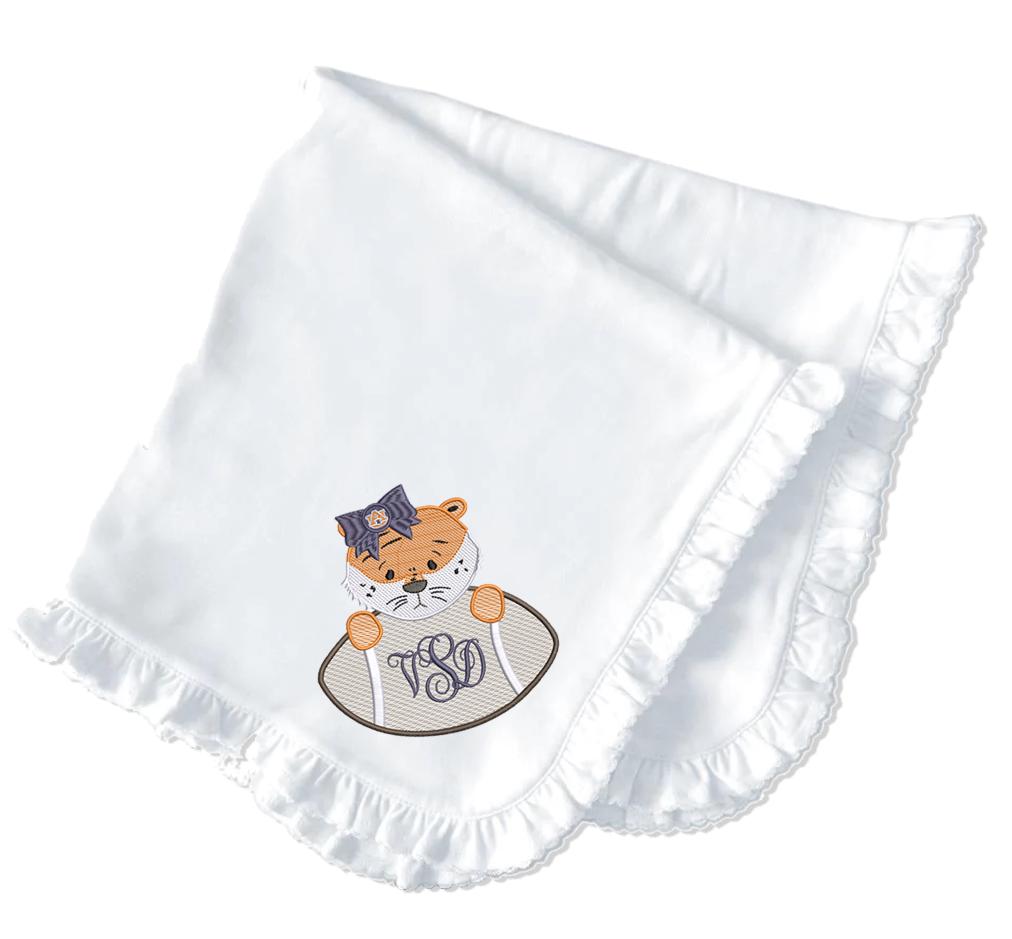 Baby Tiger girl embroidered bib, burpcloth and blanket set - personalized AU