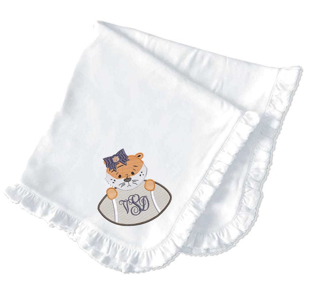 Baby Tiger girl embroidered bib, burpcloth and blanket set - personalized AU