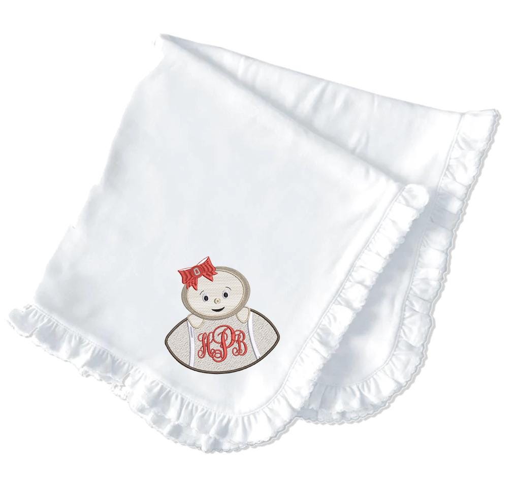 Ohio State baby girl embroidered bib, burpcloth and blanket set - personalized