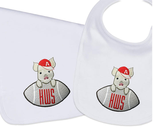 Arkansas embroidered bib, burpcloth and blanket set - personalized