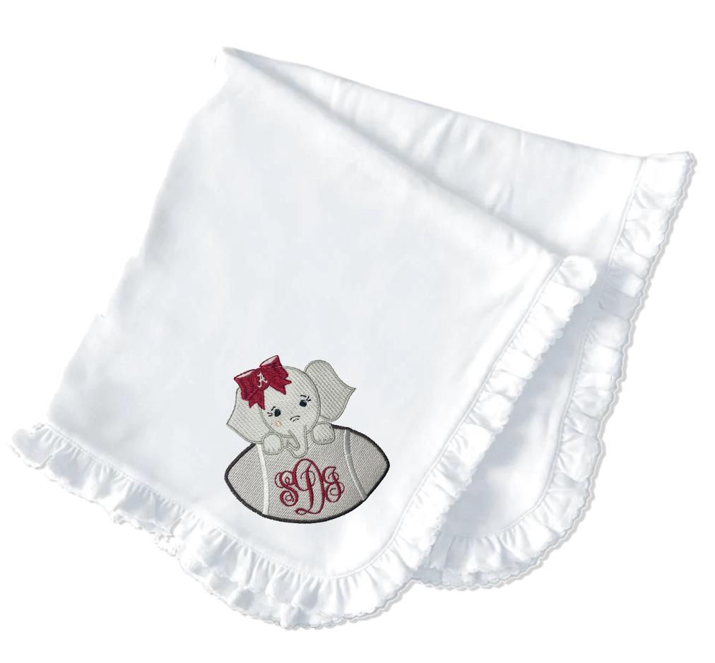 Alabama baby girl embroidered bib, burpcloth and blanket set - personalized