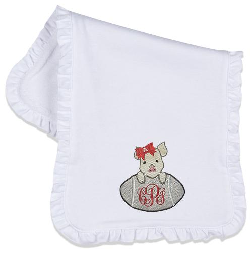 Arkansas baby girl embroidered bib, burpcloth and blanket set - personalized
